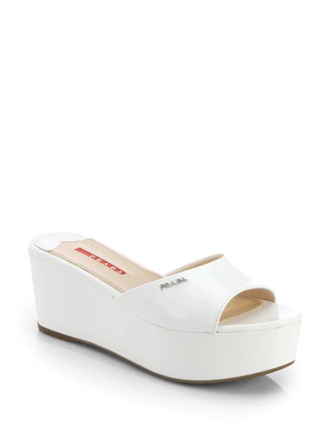 prada white patent slip ons|prada shoes for women.